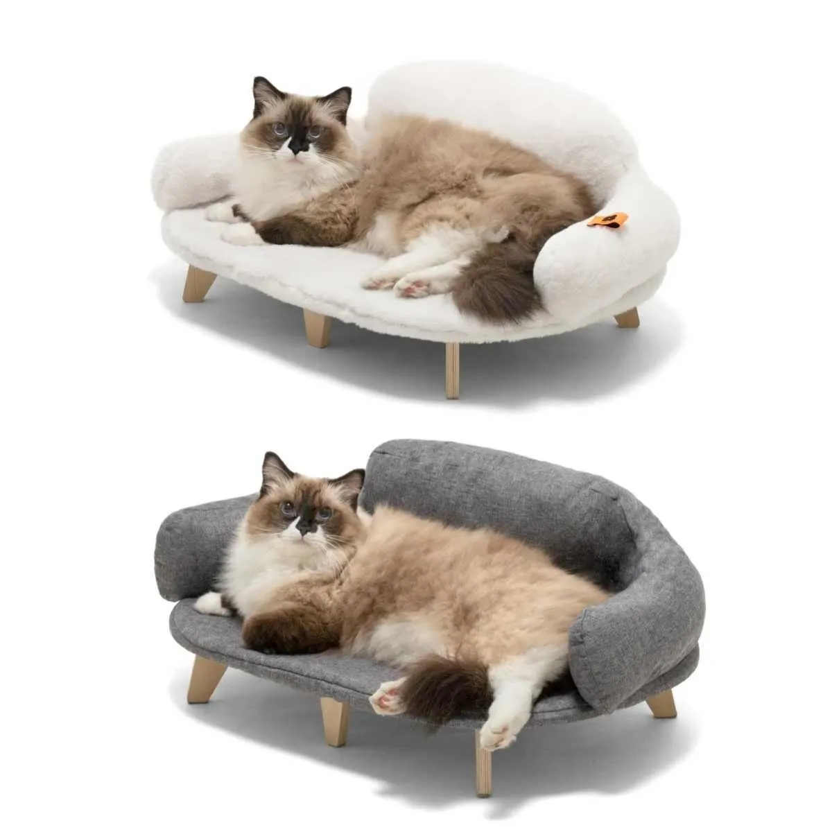 Meubles de lits de chats Mewoofun lit chat avec couverture lavable amovible canapé de chat surélevé pour chats petits chiens moyens canapé animal de compagnie en bois d240508