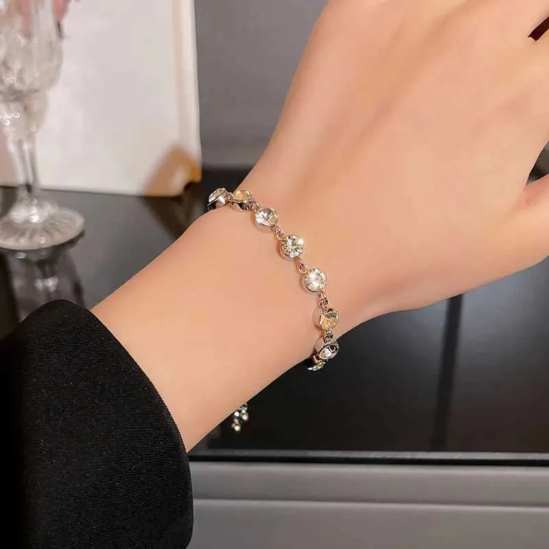 Bangle Shiny Sier Color Adjustable Crystal Zircon For Women 2024 New Fashion Platinum Plating Bracelet Jewelry Gift_voghion.com