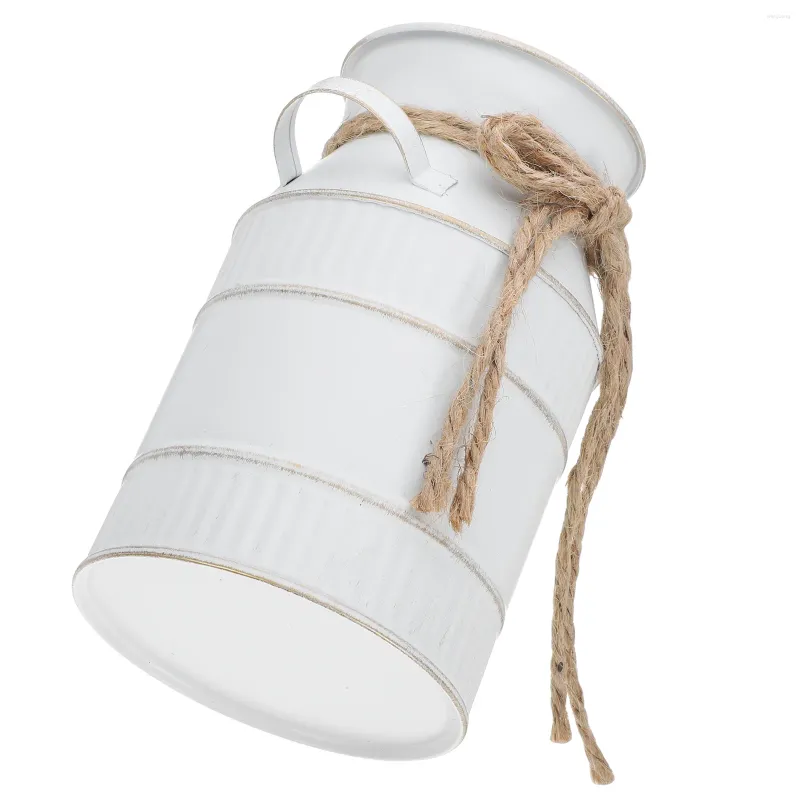 Vasi Retro Bottle di latte Vaso decorazioni per ufficio Flower Pot Metal Jug Rustic Graio per Flowers Fiorgola