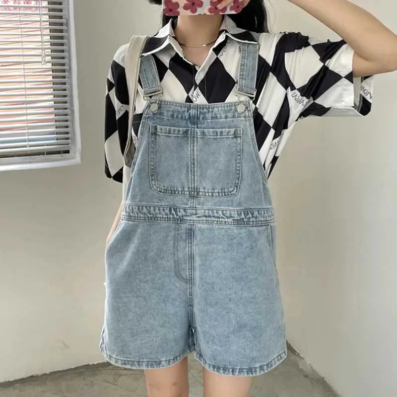 Le tute da donna Rompers Blue Denim Shorts Fe 2024 Shorts a gamba larga estate Shorts coreano per le donne streetwear D240507