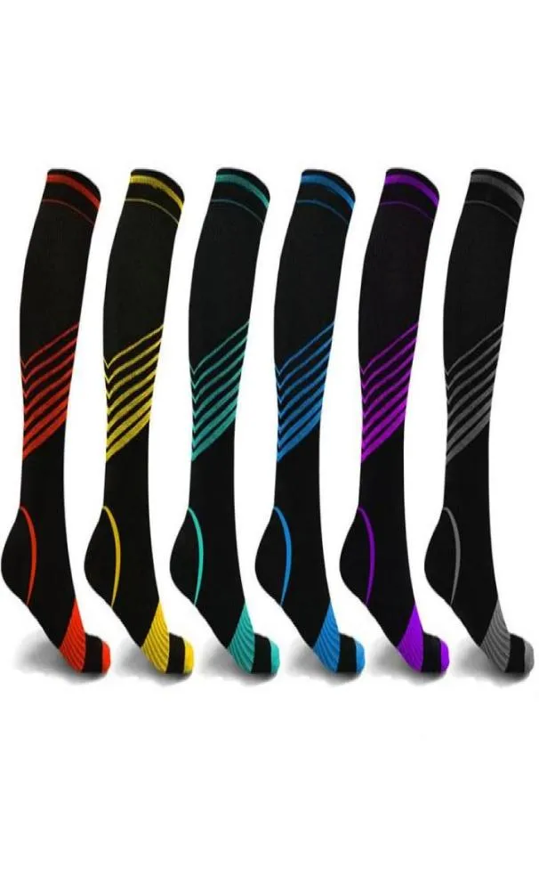 Vstriped Knreihekompressionssocken Männer Frauen Sportstäbe Socken passen sportliche Krankenschwestern Flugreisen Erholungsstrümpfe U5342995