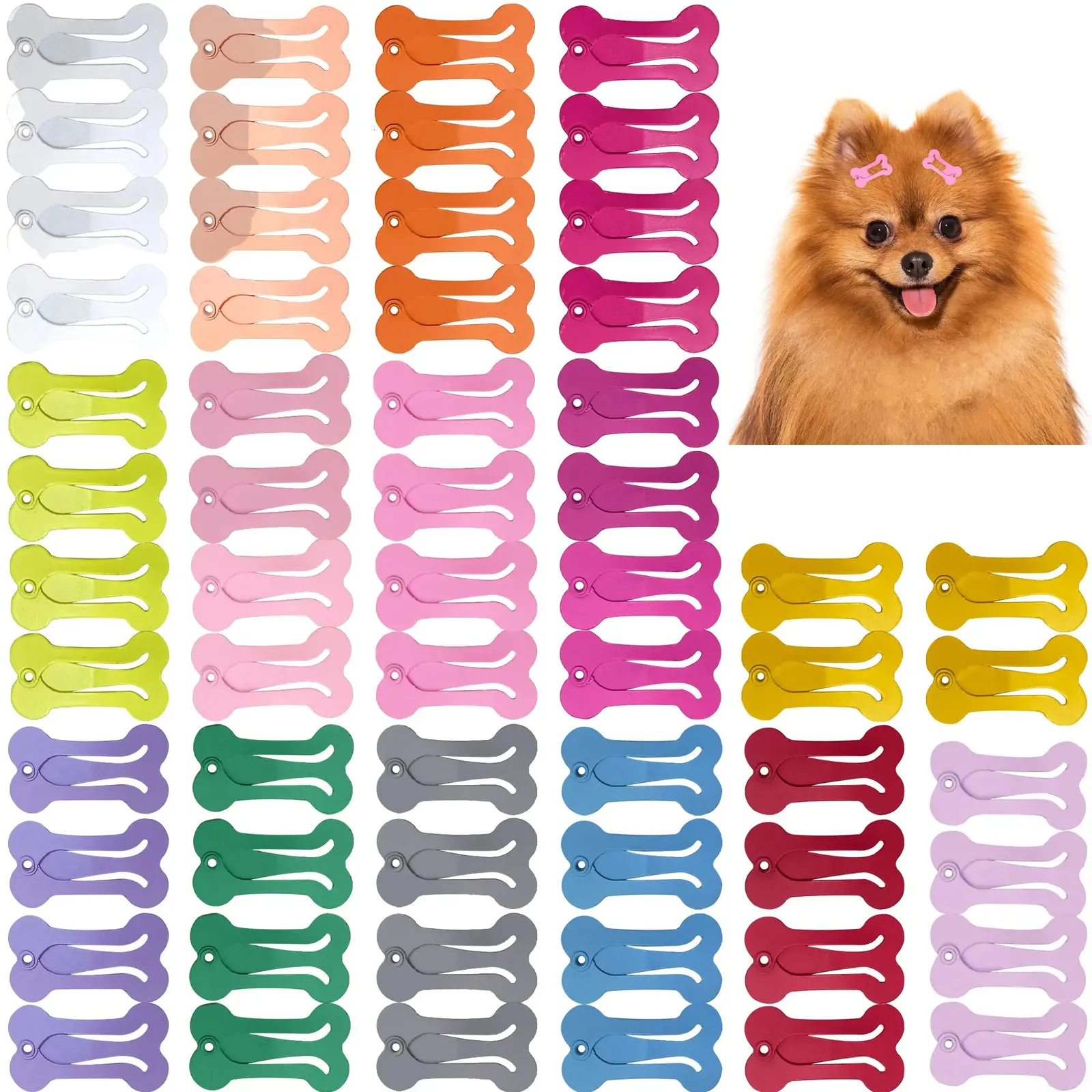 100 -stcs Haarclips voor honden Multicolor Harrettes Small Bone Snap Hair Clips voor hondenkat Pet verzorging BOWS HAAR ACCESSOIRES 240507
