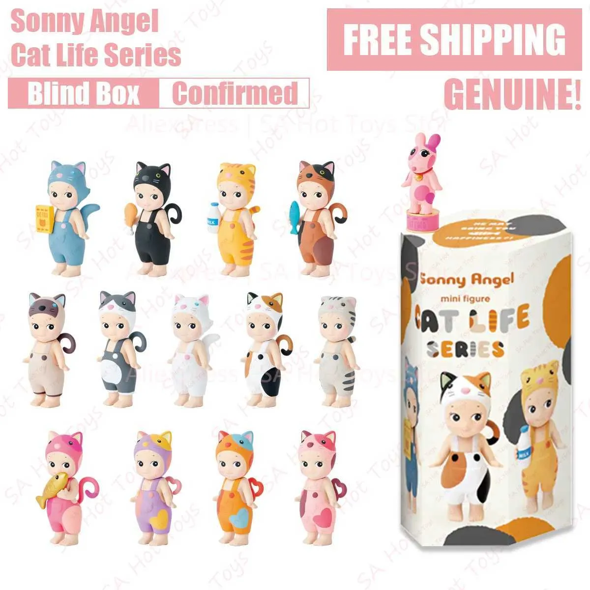 Blind Box Cat Life Board Boîte confirmée Style Véritable Décoration Téléphone Cute Doll Decoration Gift Gift Mysterious Surprise T240506