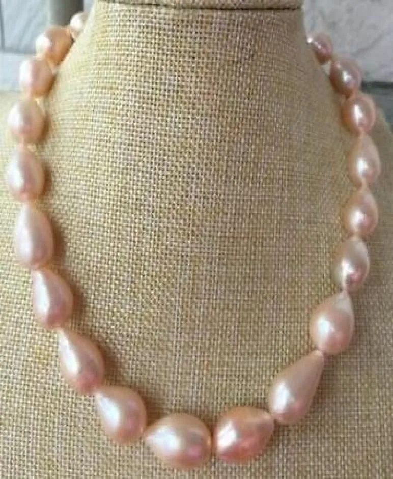 Pérolas finas jóias de alta qualidade enorme 18quot1416mm Natural Mar do Sul Mar genuíno barroco rosa colar de pérolas rosa 14k3729499