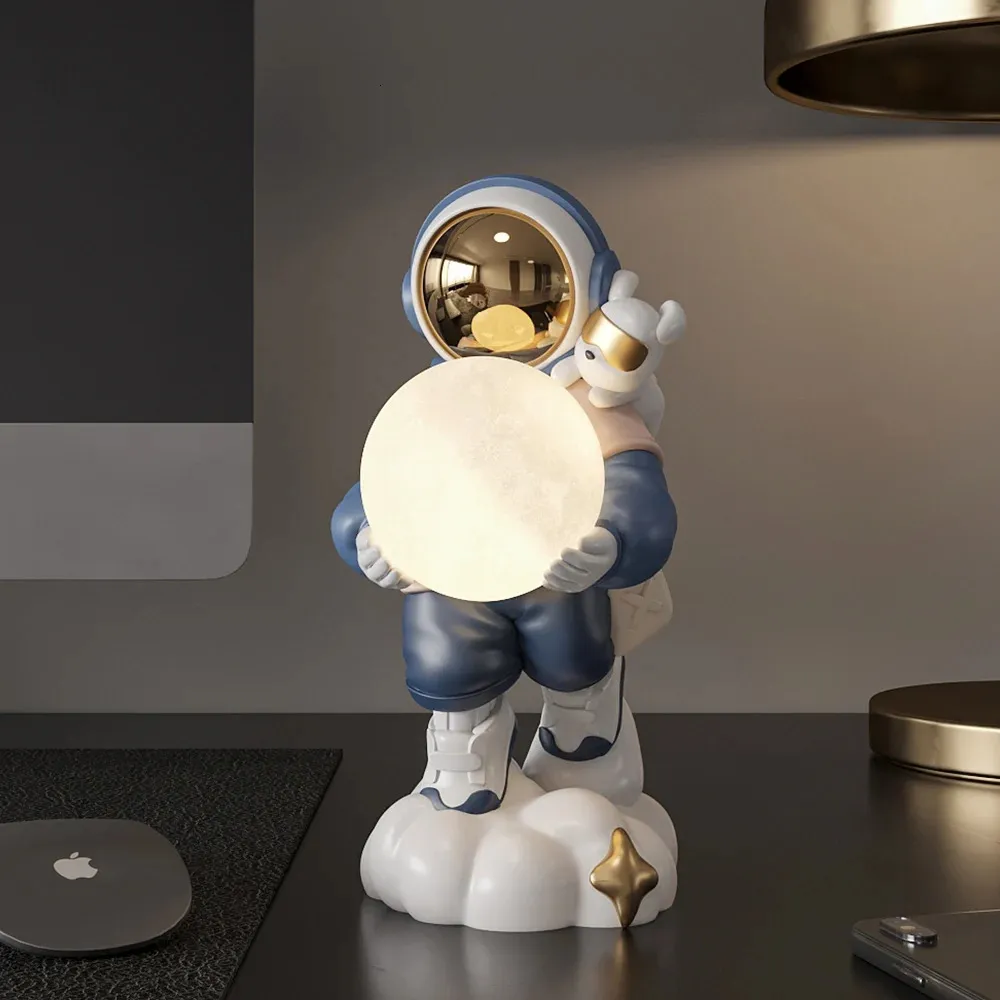 Astronaut Holding The Moon Night Light Ornament Sculpture Home Decoration Desktop Statuette Accessories Figurines for Interior 240507