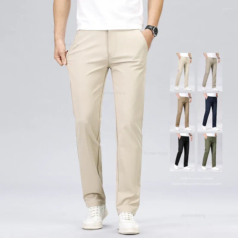 Pantalon Homme Slim Décontracté - Coupe Mi-Taille, Tissu Confortable, Solide, Pour Tous Les Jours, Mode Basique
