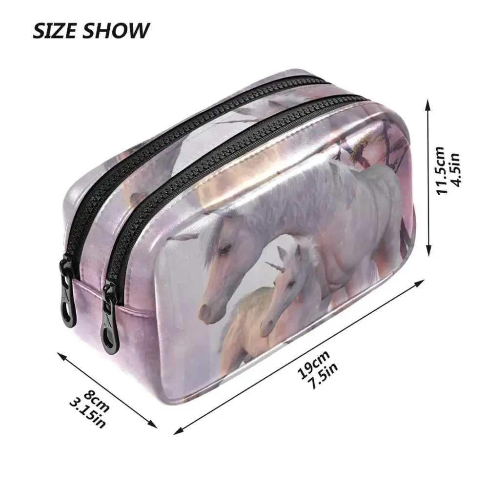 Fashion Women Cosmetic Bag Unicorn Print Professional Travel Make Up Box Cosmetics Pouch Bags Beauty Case For Makeup Artist 240429