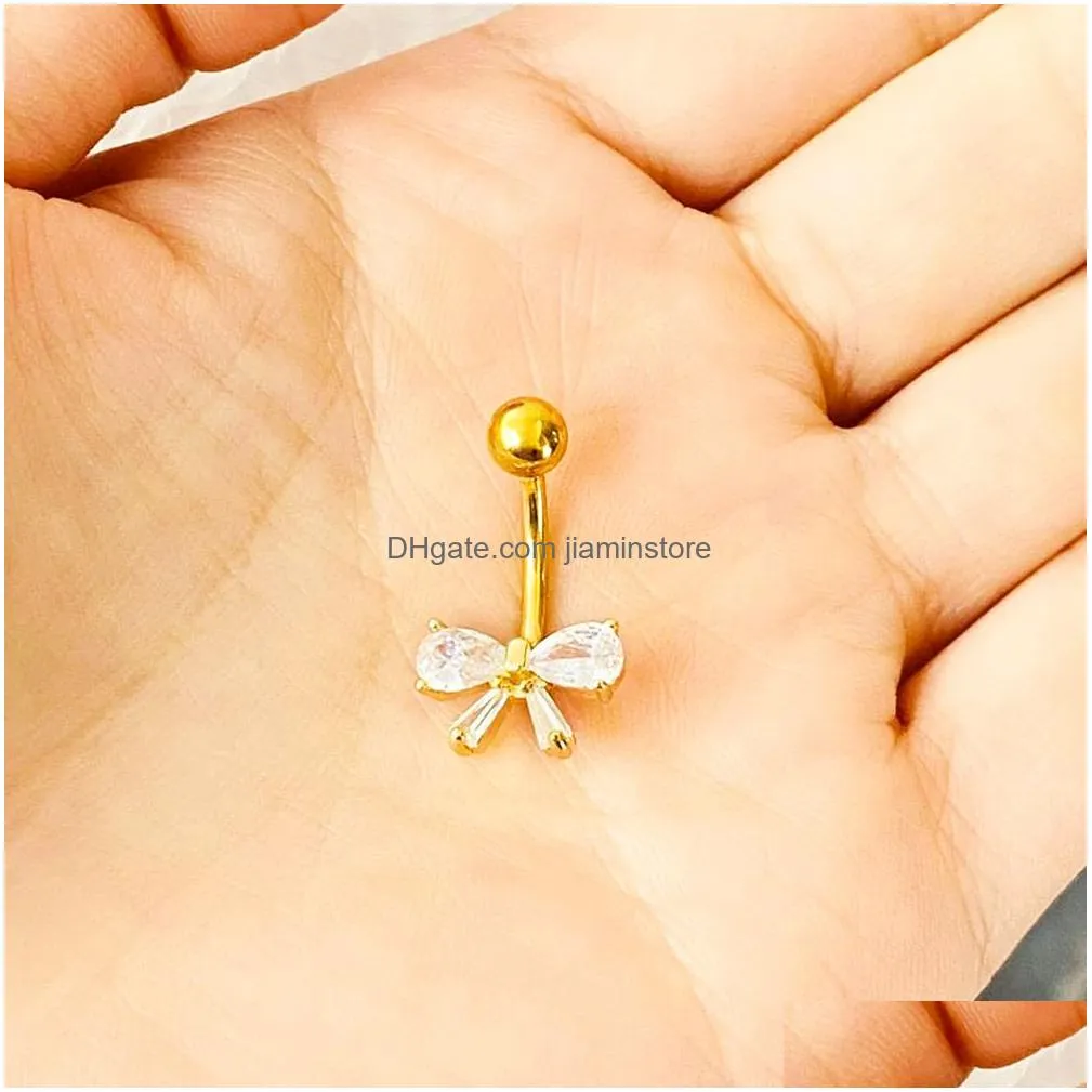 Navel Bell -knappen ringer Nya rostfritt stål Piercings Zircon Belly Piercing Body Jewelry Drop Delivery DHF3L