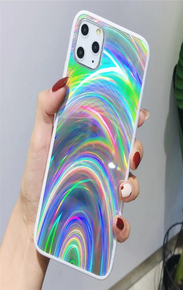 Holographic Prism Laser Case pour iPhone 11 Pro XR XS Max Case 3D Rainbow Glitter Téléphone Couverture pour iPhone SE 2020 7 8 6S6549547