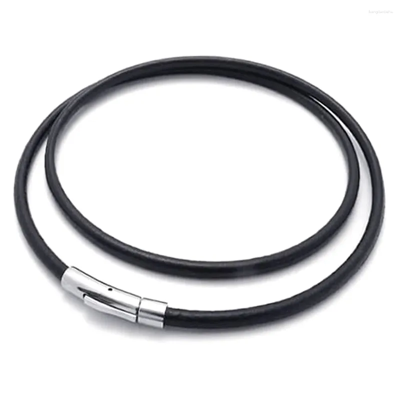 Chains Jewelry Men's Necklace - Chain 3mm Cord PU Leather -for Men Color Black Silver With Gift Bag 45cm
