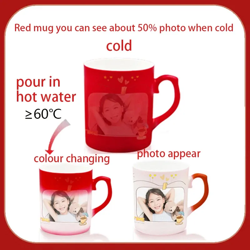 Canecas mágicas personalizadas Alteração de cor personalizada Cup ao calor ativado qualquer imagem foto ou texto impresso na caneca Dad Mothers Day Gift