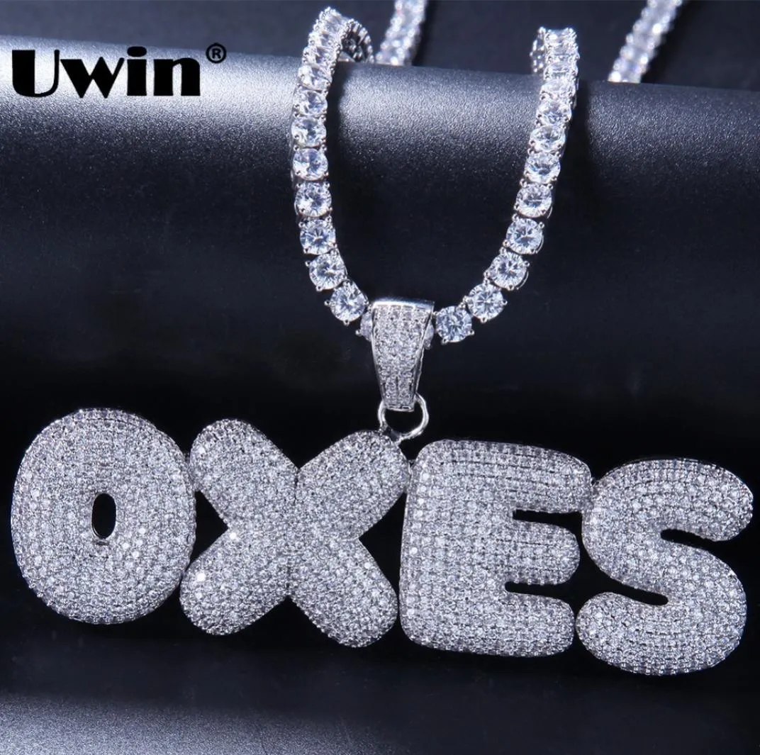 Letras iniciales de la burbuja personalizada Uwin Nombre con cadenas de tenis CZ CZ Czconia Cúconia Cúbica Feed Joyería J1906165913516