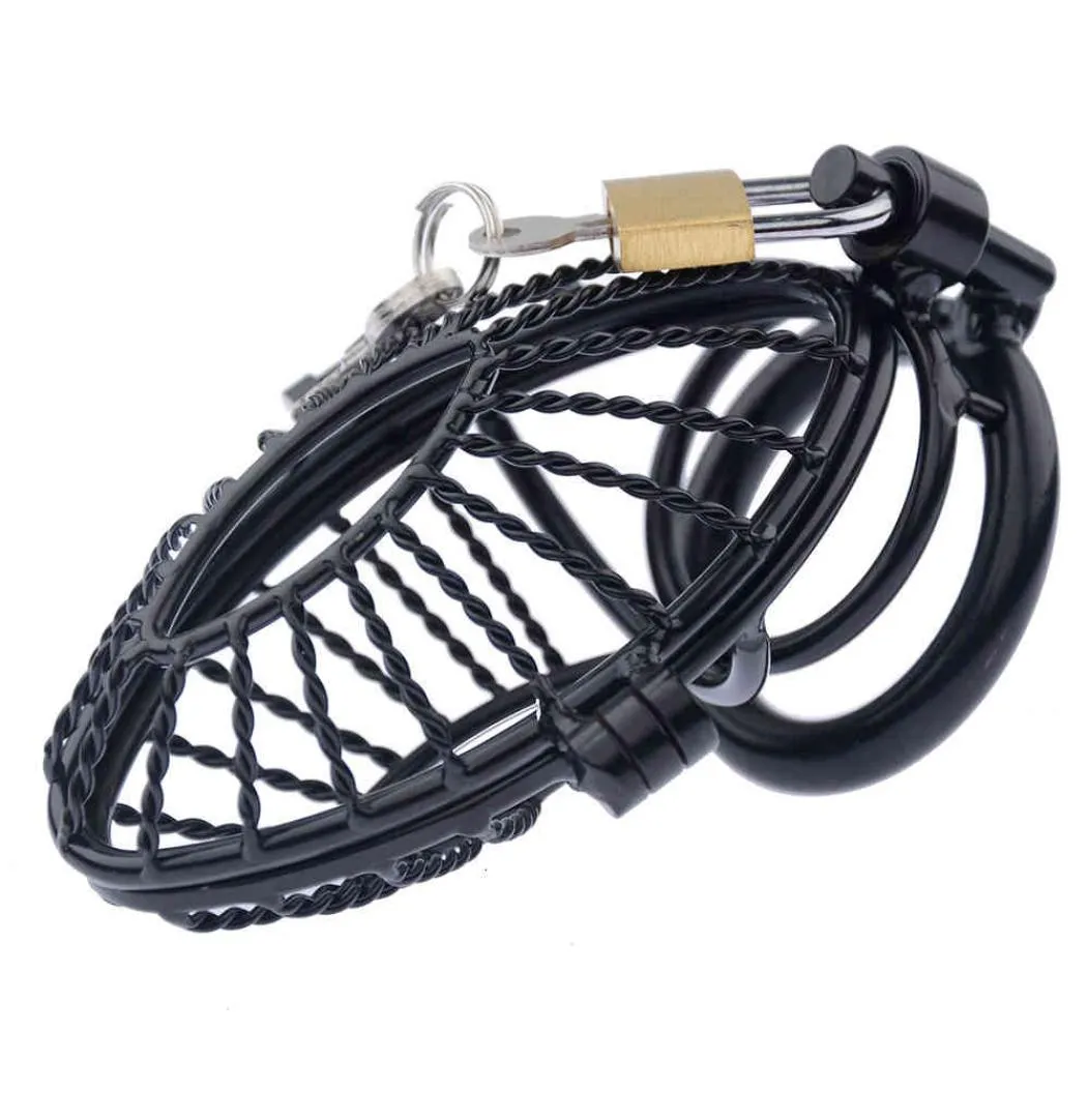 Roestvrijstalen mesh holle zwart grote pik kooi apparaat metaal bondage penis slave ring riem cbt sex speelgoed voor Men2259257