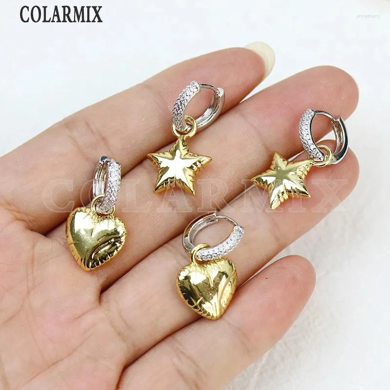 Boucles d'oreilles en peluche 5 paires 18k Gold plaqué Star Heart Forme Classic Design Long Bijoux Fode Beau cadeau 30649