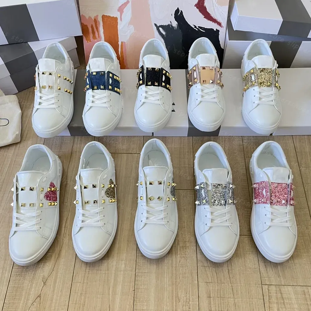 Luxo Sneakers Open Designer de Bot de Couro Mulheres Low para Mudança para Alterar Black White Golden Sapato Calfskin Vintage Plowers Itália Treinadores