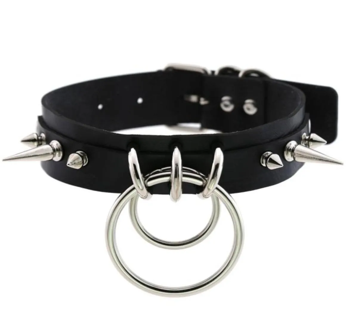 Kmvexo Punk Spike Metal Collar Girls Läder Harness Choker Halsband för Women Party Club Chockers Gotiska smycken Harajuku 20191535473