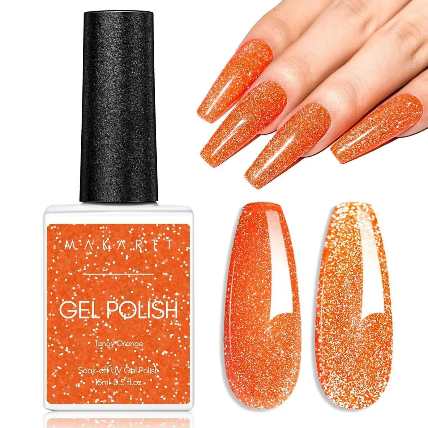 Nagel gel Makartt Glitter Polish Flash Diamond Oranje Reflecterende val 15 ml afwezig UV LED Sparkly Shiny Manicure Q240507