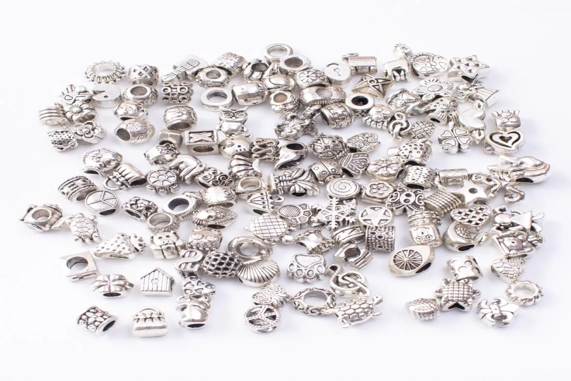 En gros 100g / pièce en alliage zinc Europe de grands trous perles pour les bijoux de bricolage accessoires 71401352175