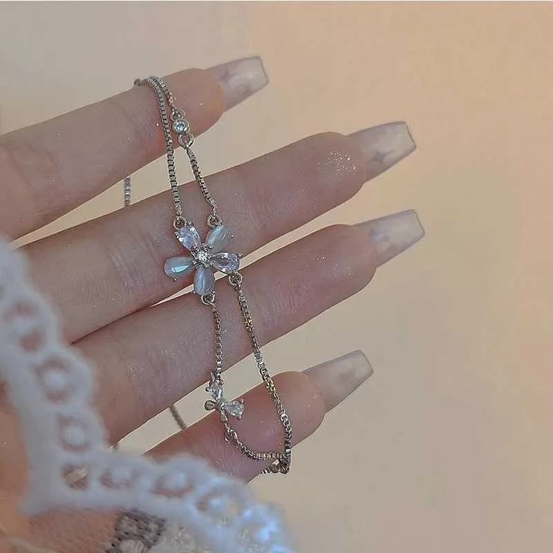 Bracciale a fiore in cristallo e zirconia per donna bracciale doppio_voghion.com