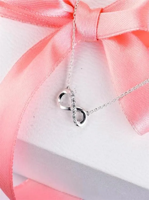 Sparkling Infinity Collier Pendant Necklace Chain for Women Men äkta 925 Sterling Silver Fit Style Halsband Gift Smycken 398821C01-507623055