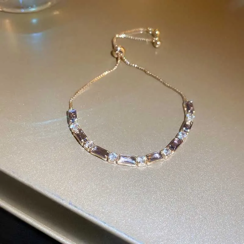 Adjustable Coloured Zircon Bangle Bracelet For Women Korean Style_voghion.com