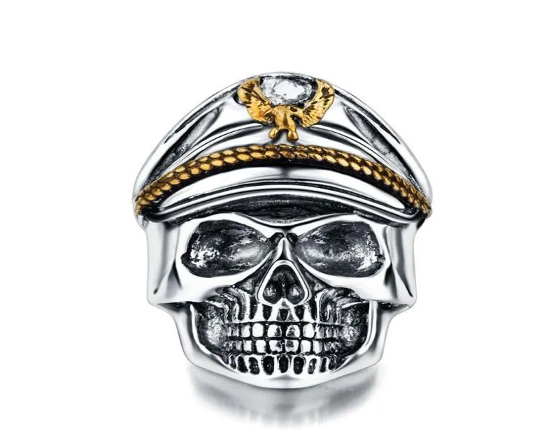 Silver World War II Soldier Anniversary Mens Rings Punk Rock Vintage Skull Ring Biker Men Jewelry8161208