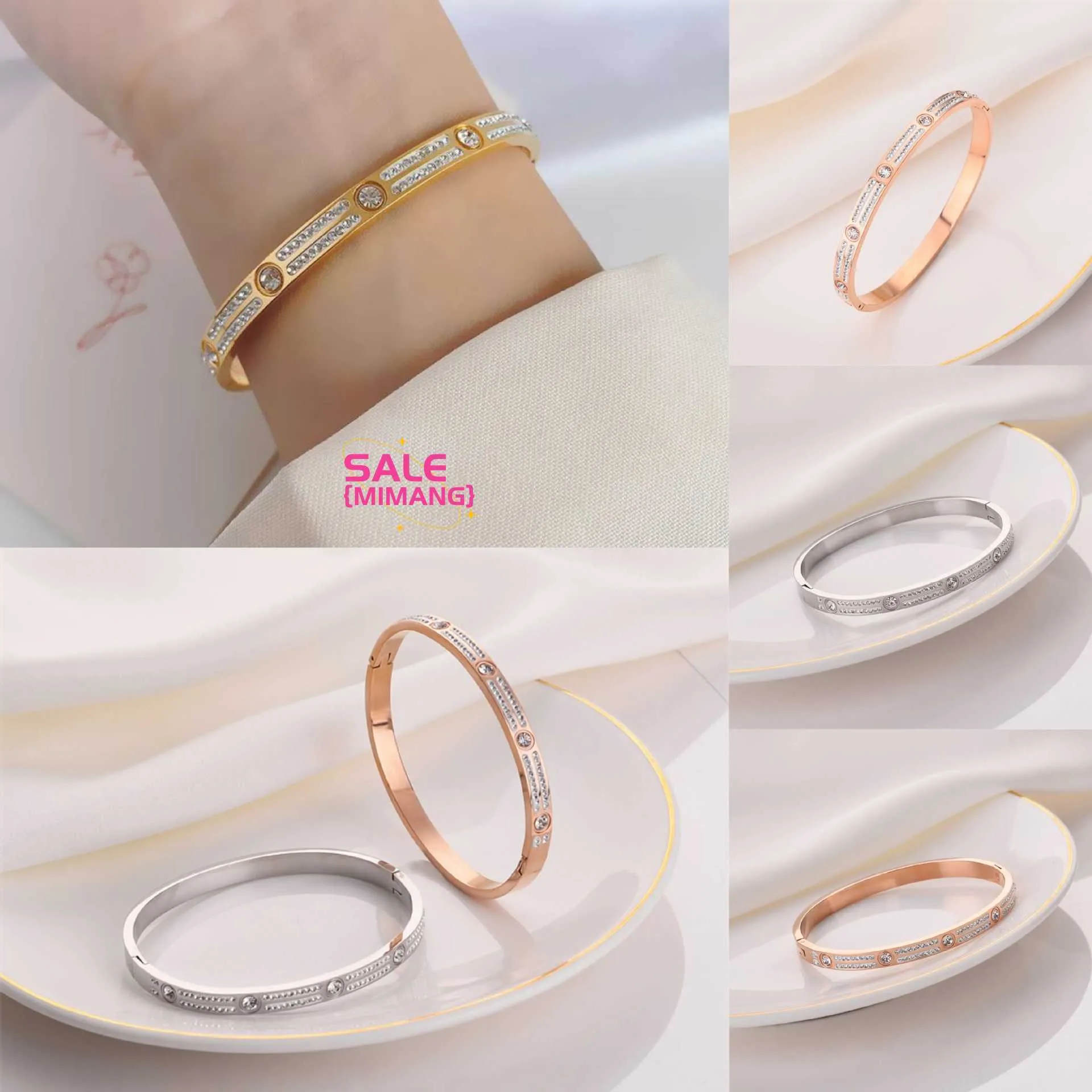 Designer Cartres Bangle Kaga Man Tian Xing Two Rows Diamond Bracelet For Men and Women's Fashion New Style 18K Gold Rose Gold K7ZO