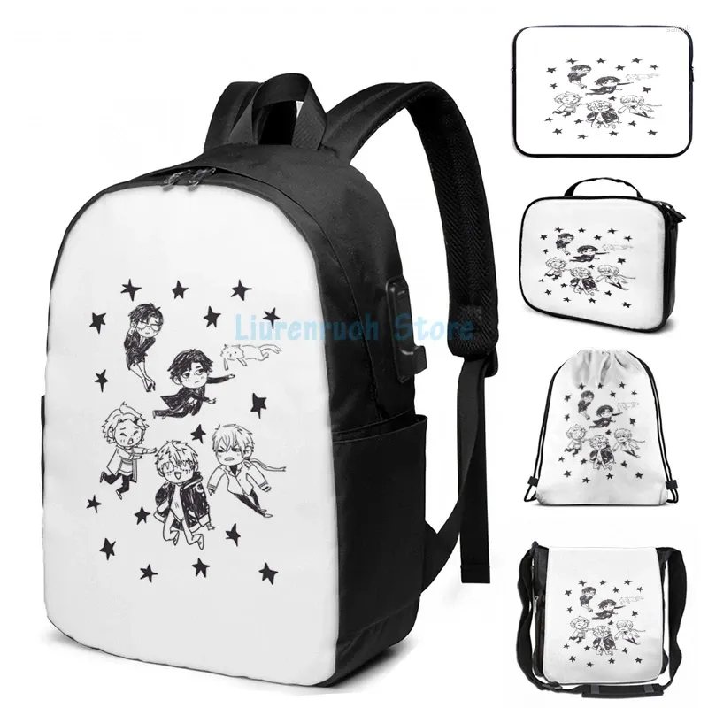 Mochila para el espacio gráfico de impresión gráfica RFA USB Men Bolsas escolares Bolsas para mujeres la computadora portátil