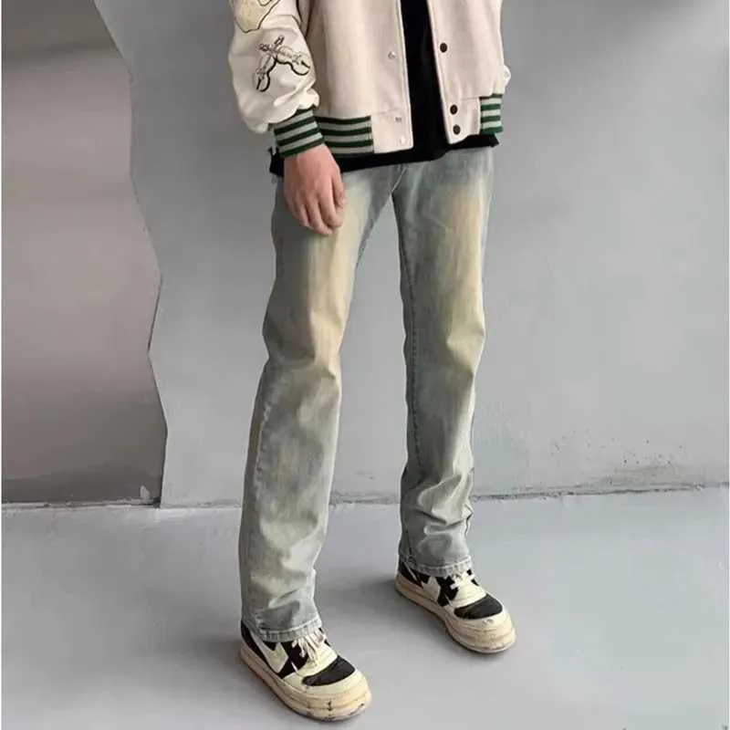 s 2022 Vibe Style Solid Distressed Retro Washed Men Slim Jeans Trousers Hip Hop Vintage Streetwear Male Denim Pants Pantaloni Uomo J240507