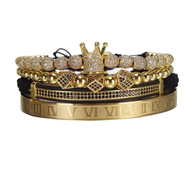 New Luxury Roman Royal Crown Charm Bracelet Men Fashion Gold Braided Adjustable Men Bracelet For Hip Hop Jewelry 2020 Gift8619069