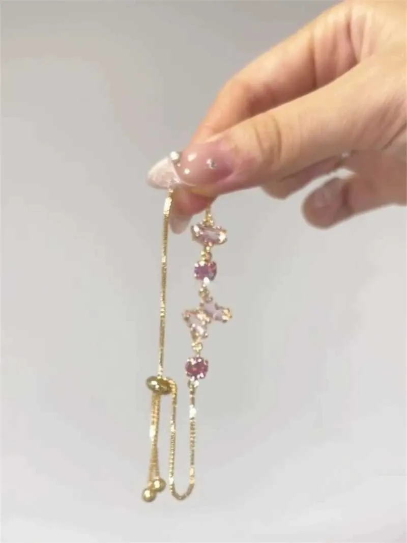 Bracciale farfalla regolabile con cristallo oro per donna_voghion.com