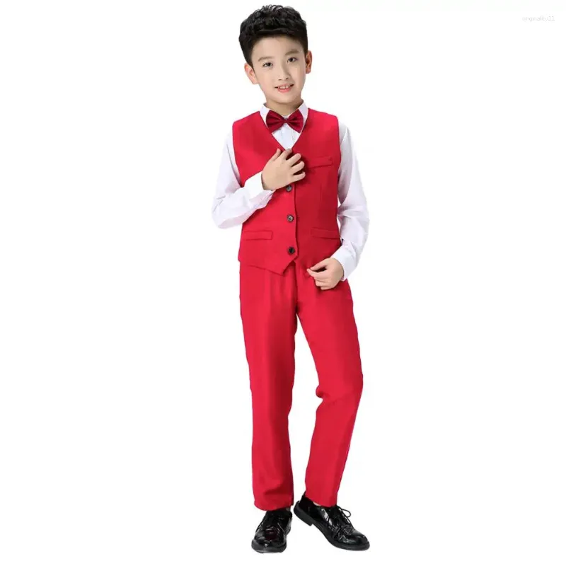 Conjuntos de ropa para niños Traje formal Camisa de chaleco Pantalones de lazo de lazo Poesía para niños Poesía recitando pantalones chaleco kit superior 4pcs/set