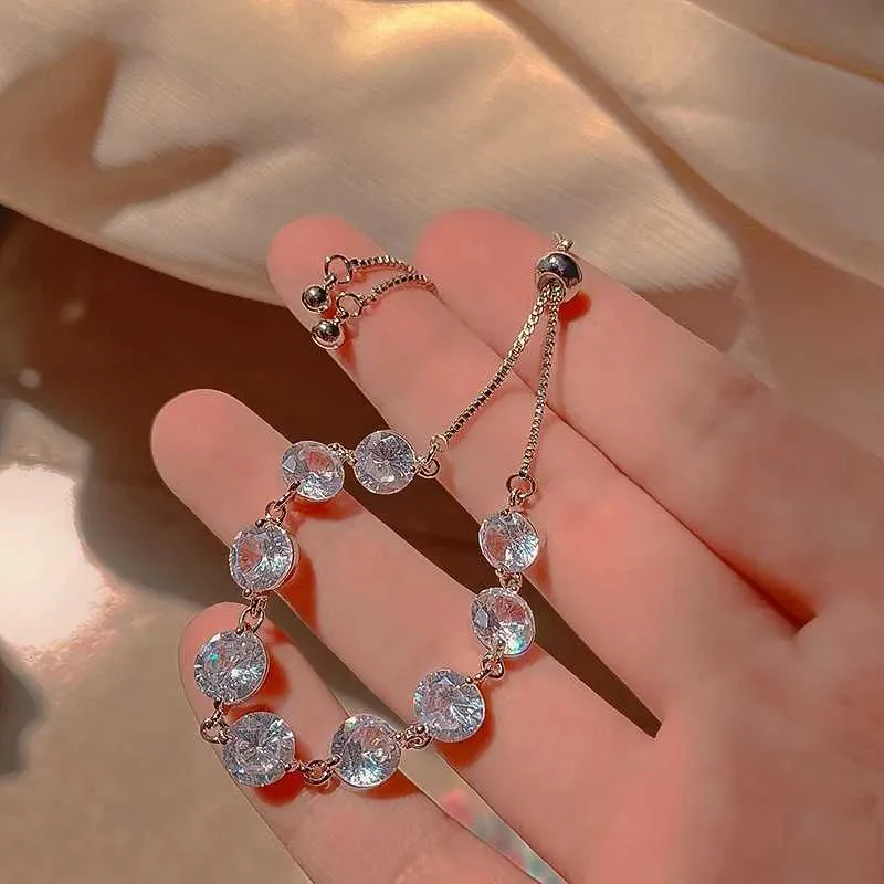 Bangle Shiny Sier Color Adjustable Crystal Zircon For Women 2024 New Fashion Platinum Plating Bracelet Jewelry Gift_voghion.com