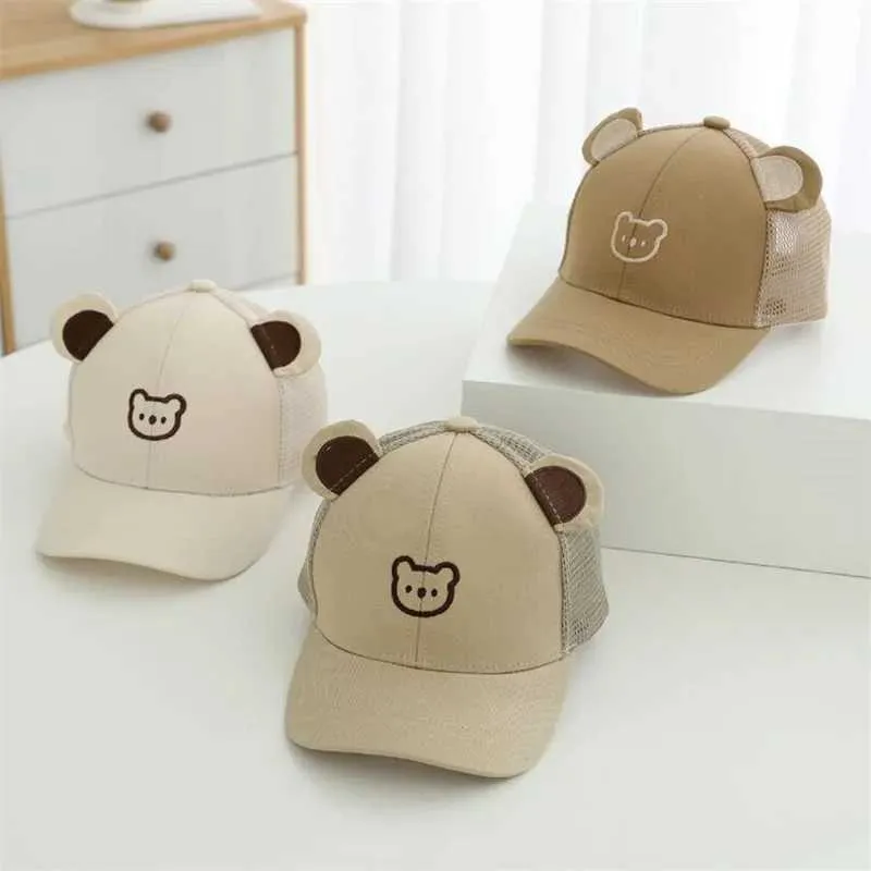 Caps Hats Summer Mesh Childrens Button Hat Childrens Baseball Hat Cute Bear Sun Hat Adjustable Hip Hop Hat Boys and Girls Baseball Hat 2024 d240509
