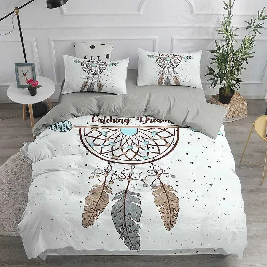 Set di biancheria da letto Dream Catcher Copritura da letto Elegante Boemian Down Piumini Copertura grande 240x220 Copertura piumone etnica singolo Re doppio King comodo copertura da letto J240507