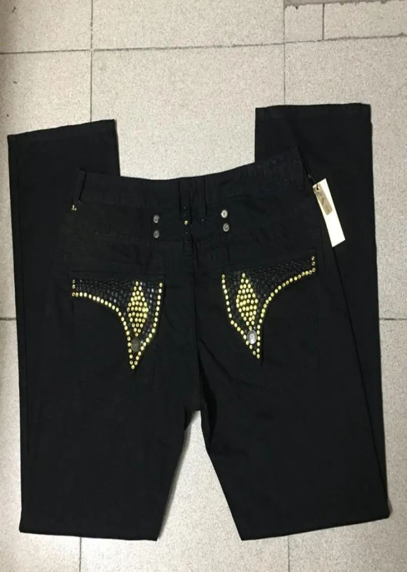 Mens Robin Jeans with Gold Black Crystal Studs Denim Pants Designer Trousers Wing Clips Jean regular fit size 30423049574