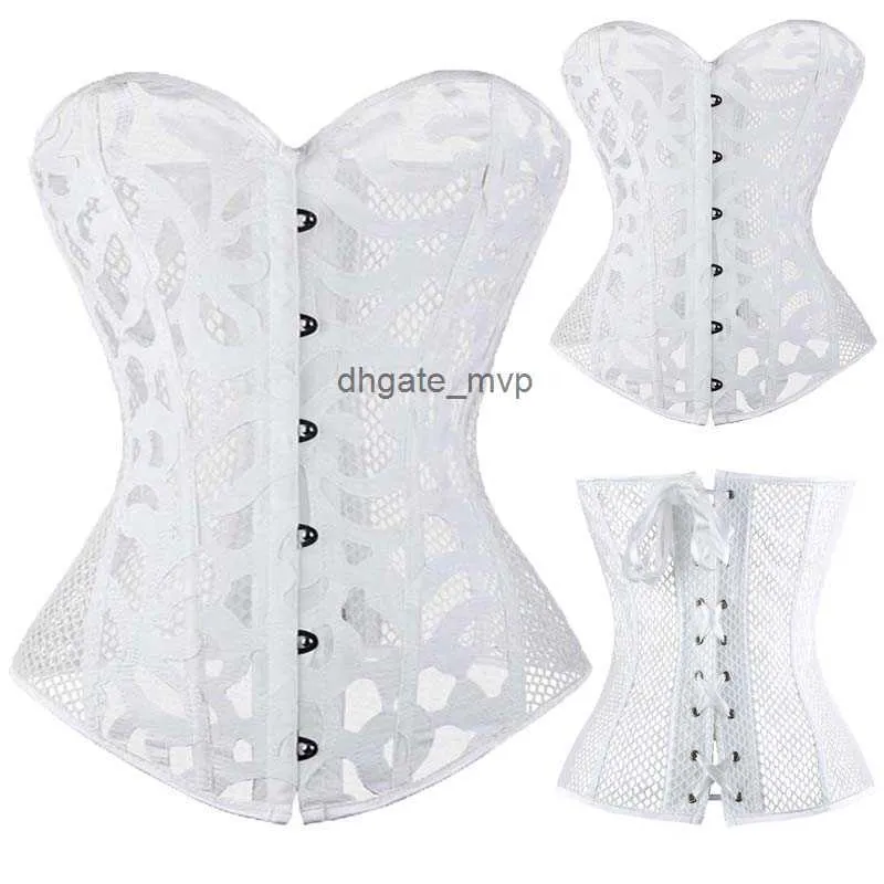 Women-Sexy Women Corsets and Bustiers Overbust 10 Steel Oneed Hollow Out Blanc Black Corset Top Summer Lingerie ShapeWear Corselet Tyq