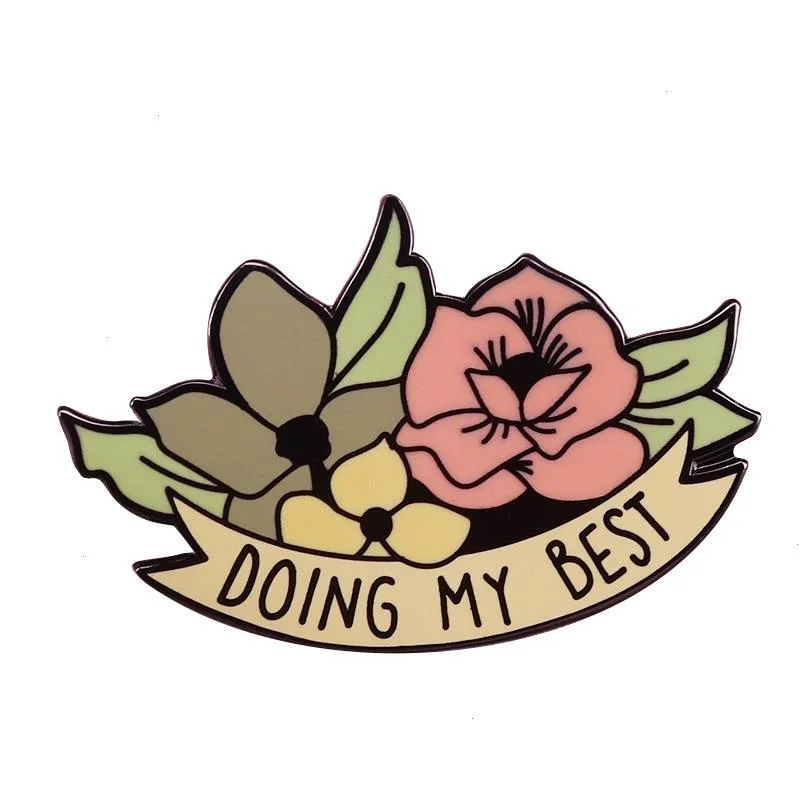 Faire mon meilleur pastel en émail dur épingle kawaii dessin animé fleurs de plante broche badge de santé mentale bijoux de mode cadeau unique