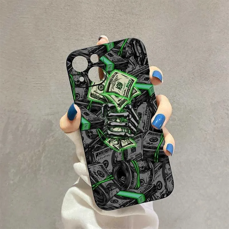 Caisses de téléphone portable Modèle Banque verte couverture de cas de téléphone noir iPhone 11 12 13 14 15 Pro Max XS XR GAGE DES ANNIVERSAIRES J240509