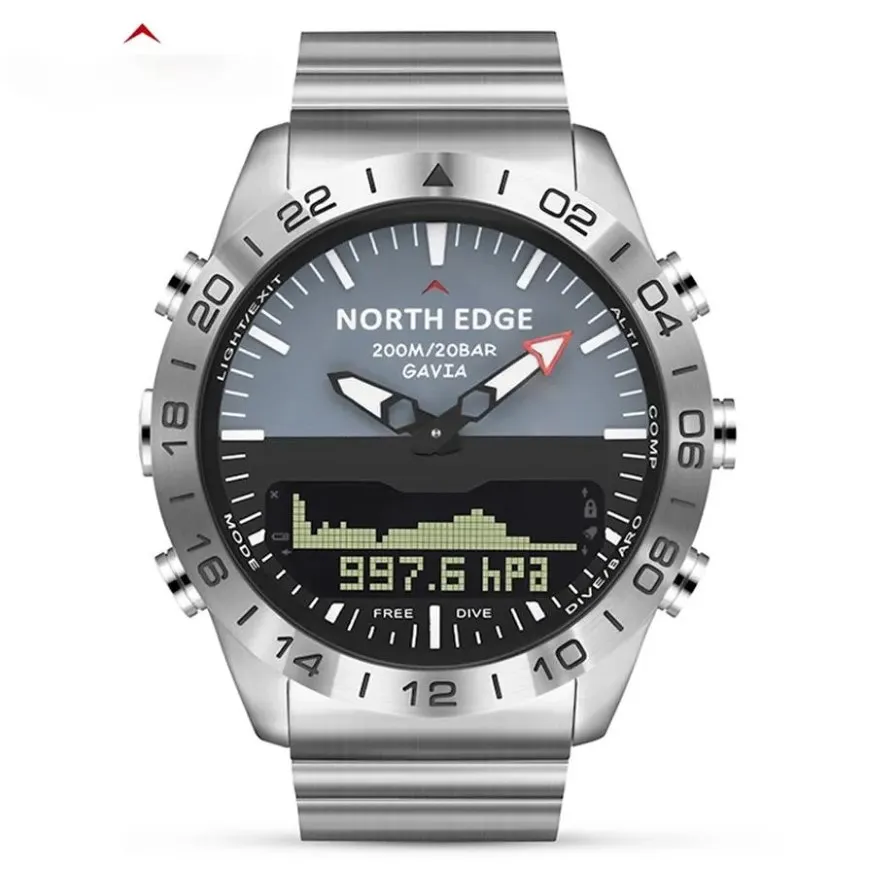 Men Dive Sports Digital Watch Mens Watchs Military Army Luxury Full Steel Business Imperproof 200m Altimeter Compass North Edge253y 242i
