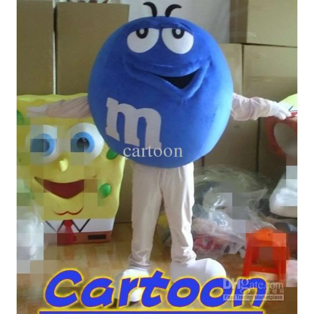 Mascot kostymer blå mm choklad godis maskot kostym vuxen tecknad karaktär kostymer maskot kostym fancy klänning party kostym