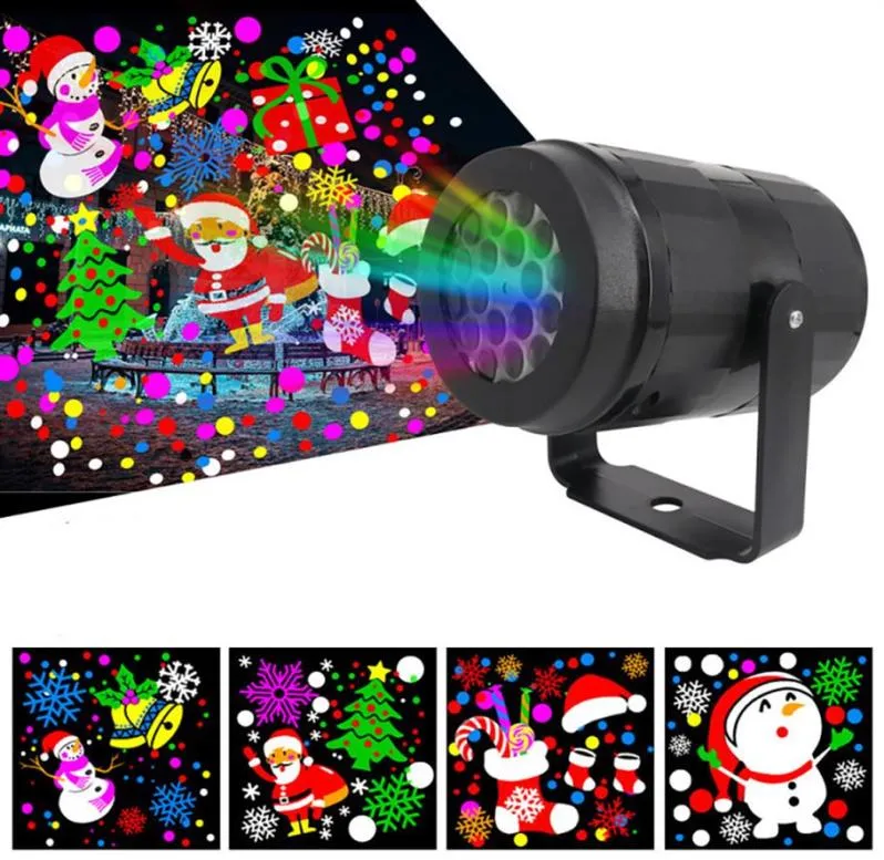 LED Effect Light Christmas Snowflake Snowstorm Projector Lights 16 Muster rotierende Bühnenprojektionslampen für Party KTV Bars Hol7608134