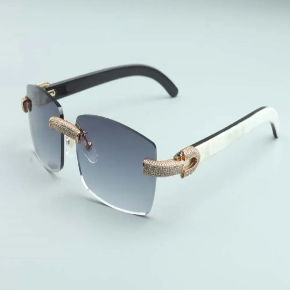 2020 new men and women same sunglasses full diamond glasses T3524012-27 luxury borderless natural mixed horn diamond frame 176v