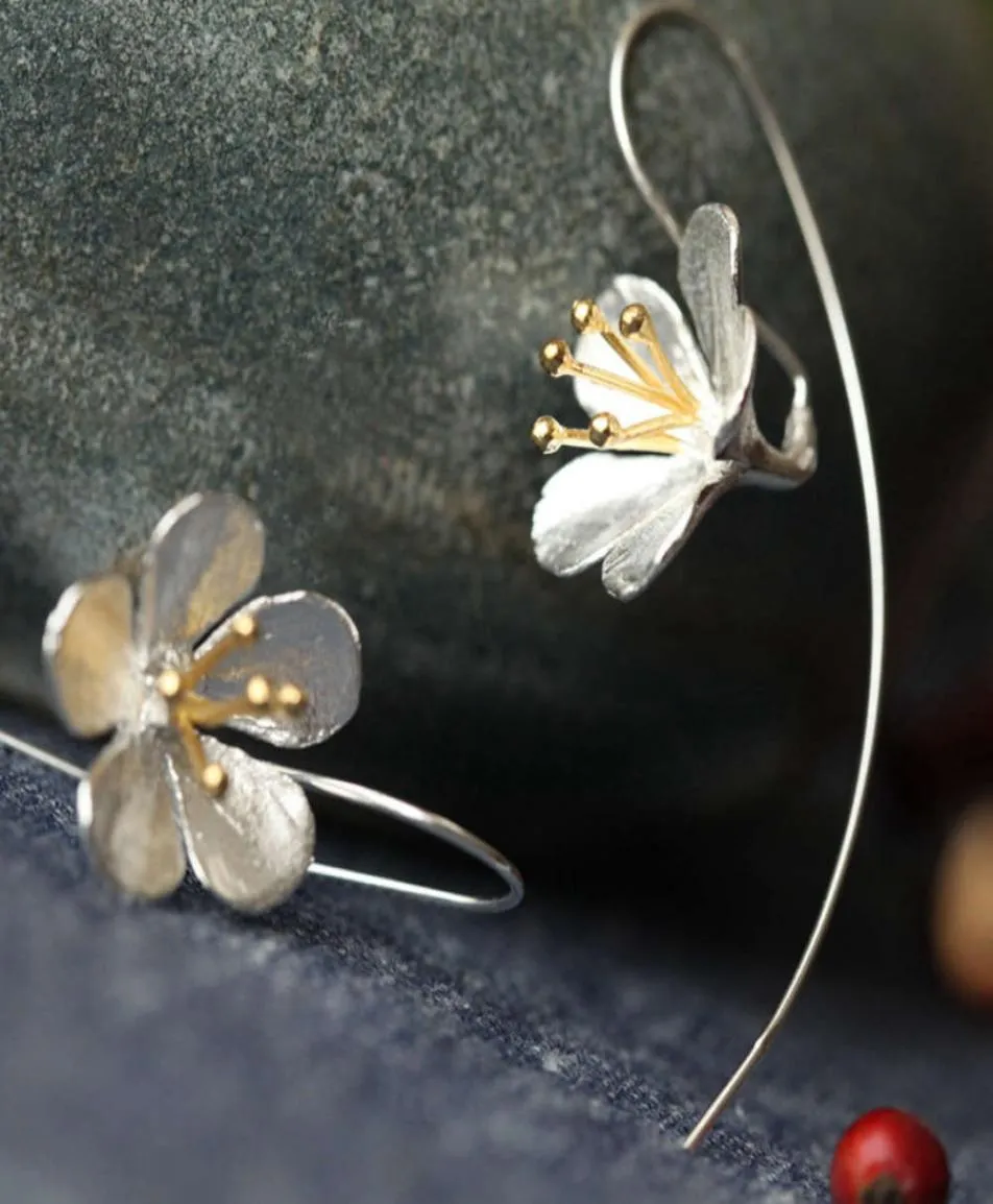 Dangle Chandelier S925 Sterling Silver Thai craft flower tassel long women039s jewelry Earrings2590422