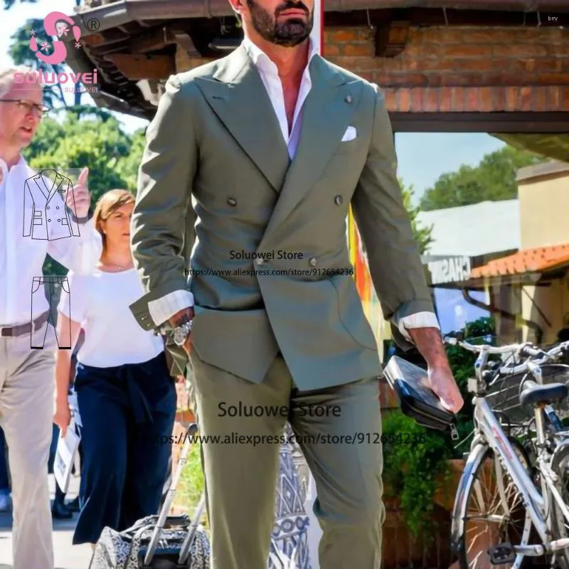 Abiti da uomo in abiti a doppio petto smoking a doppio petto di smoking per uomini slim fit 2 pezzi pantaloni set da groomsmen formale wedding a picco blazer lapel mascolino