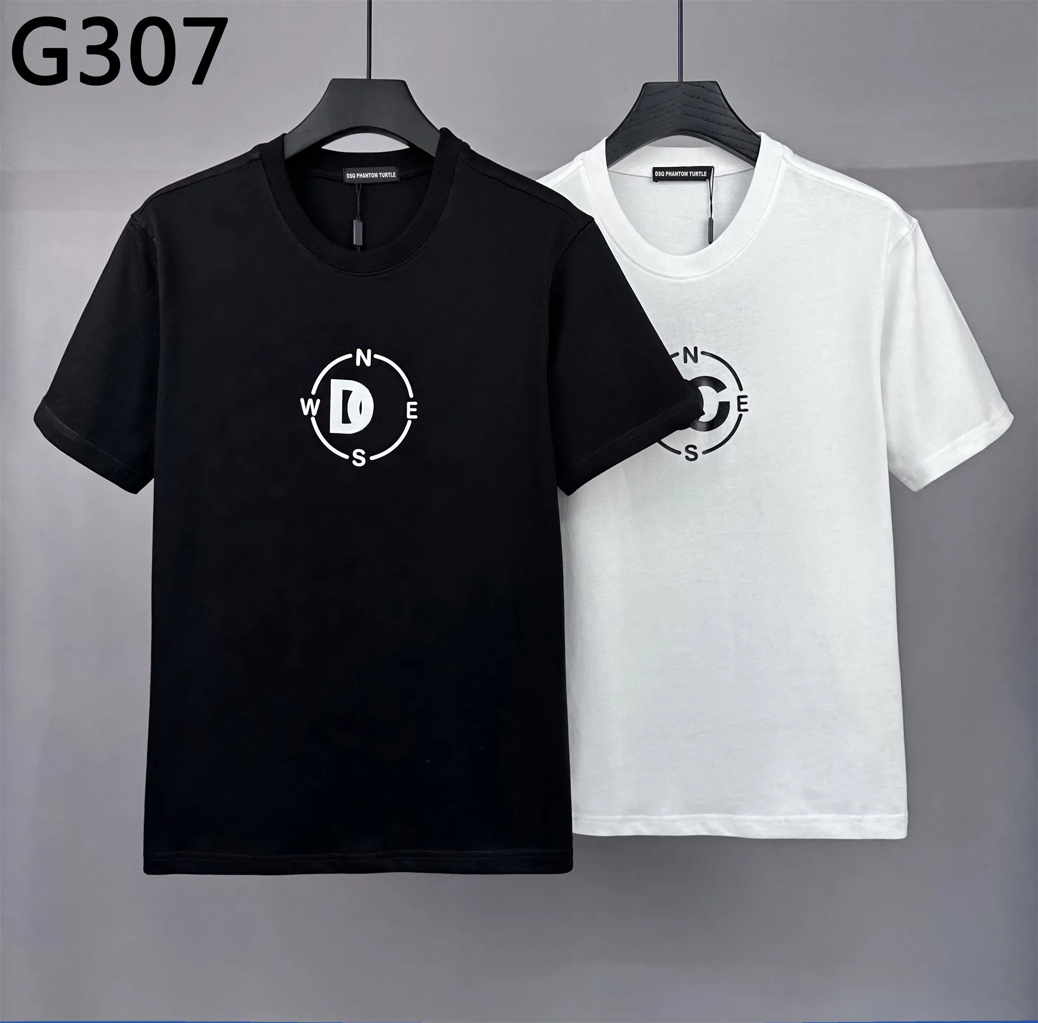 T-shirt di cotone bianco nero DSQ Phantom Turtale Black White con magliette a maniche corte per donne5693