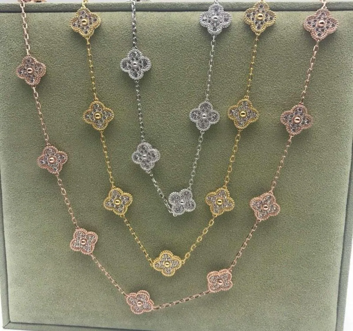 top quality luxury Jewelry For Women full rhinestone 20 clover Flower four leaf jewelry set 9968449