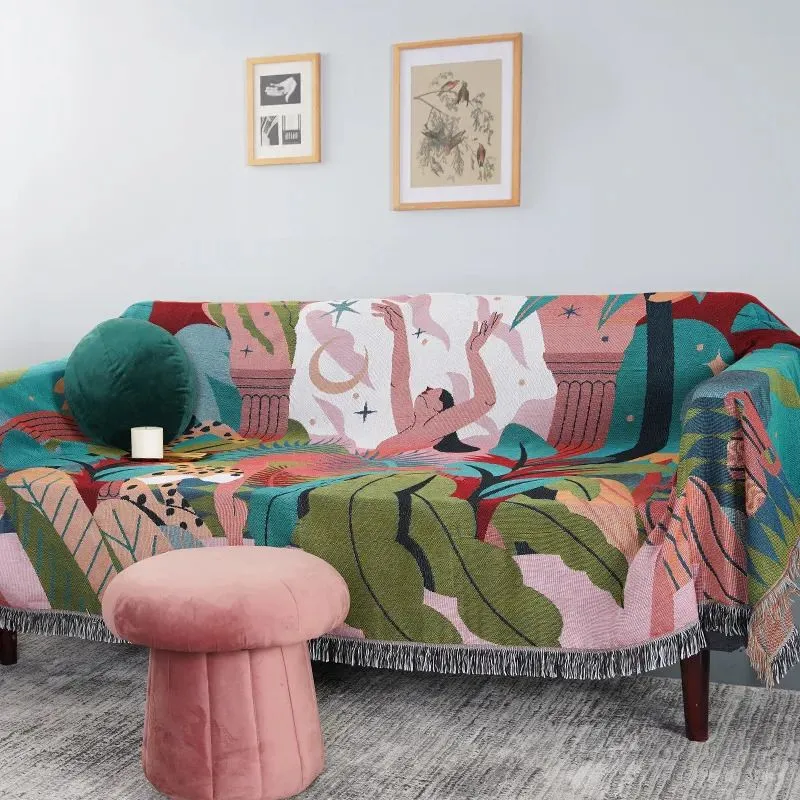 Decken Wandteppichstädte Waldtänzer Trend Decke Textilseiten Wurfabdeckungen Sofa Quasten Home Blätter Ins 160x220 cm dekorativ zwei Jung JBVD