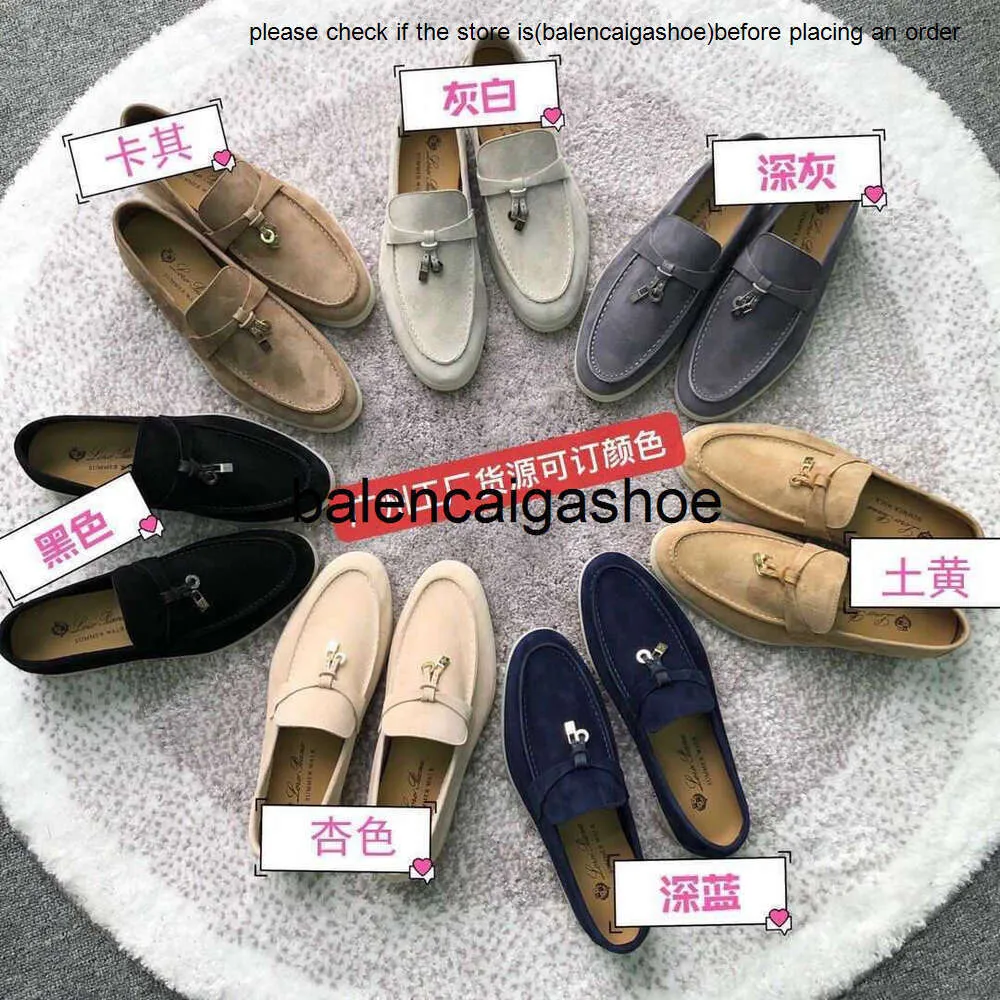 Chaussures loro Loro Piano Shoe Original Slip-on Sabot Slip on Lazy Flat Womens Chaussures Deer Cachemire en cuir cachemire