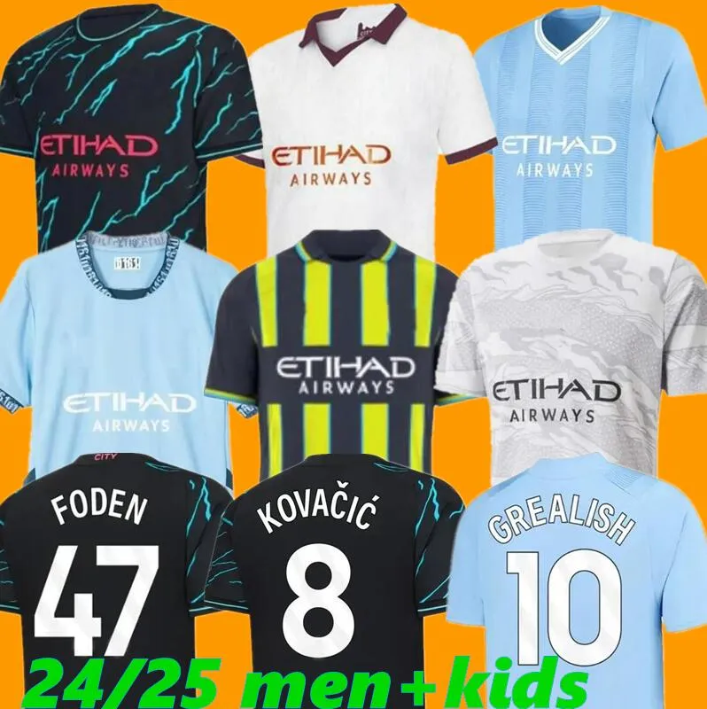 23 24 25 Haaland Soccer Jerseys Home Away Doku Rodrigo Grealish Mahrez Cities de Bruyne Foden 2024 25 Football Shirts Men Kids Kit Champions Fin Fans Player Version